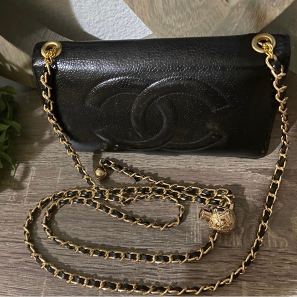 Chanel Pearl Crush Style Wallet Chain Adjustable Crossbody Gold Caviar - Picture 3 of 13